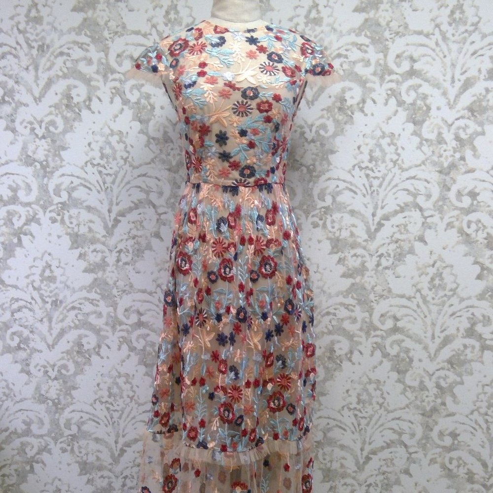 Everleigh embroidered tulle maxi dress - size S